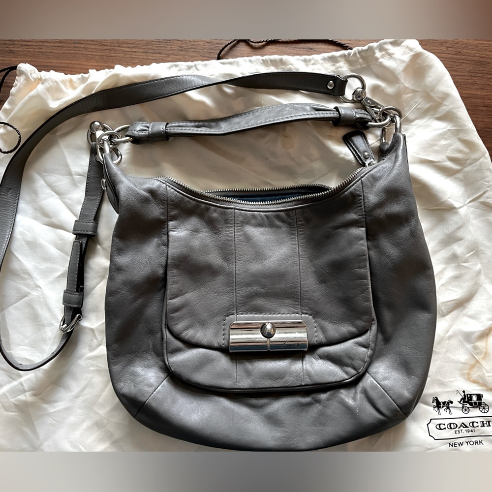 Coach Pewter Kristin Hobo Handbag with Dust Bag